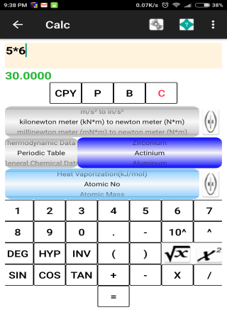 ChemMathsDroid screen shots